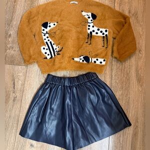 Brown Sweater with Dalmatian Design and blue short